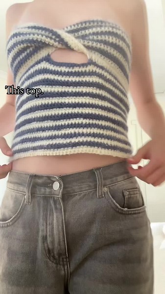 New top! Thinking of making a pattern? #crochet #cute #twisttubetop #viral #xybca