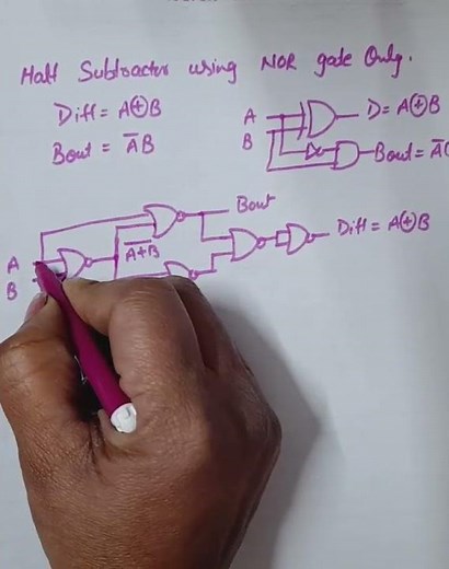half subtractor using NOR gate