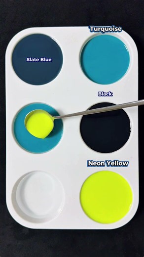 Turquoise + Black + Neon Yellow #mixingcolors #mixing #mixcolor