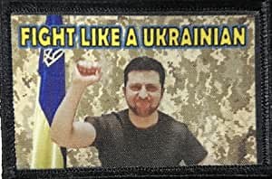 Redheaded Tshirts - Fight Like a Ukrainian Zelensky Ukraine Morale Patch. 2x3 Hook and Loop Patch. Made in The USA