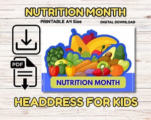 Nutrition Month Headdress: Fruit & Veggie Crown - Kids Printable Craft (PDF Download) - Etsy
