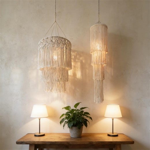 Boho Macrame Lampshade, Woven Tassel Chandelier Pendant Light Cover, Bohemian Nursery Decor - Etsy