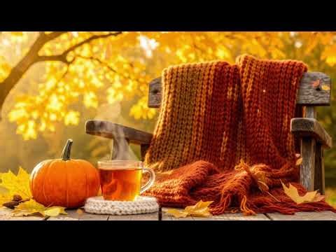 Cozy Fall Aesthetic 🍂 Cabin Ambience with Warm Tea & Autumn Leaves | Relaxing Fall Sounds