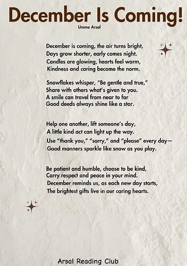 December Is Coming! | Short Moral Poem | Kindness & Good Manners | Winter Poem for Young Learners