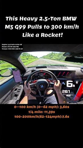 BMW M5 Touring G99 Autobahn Acceleration 0 300 kmh Test! #shorts