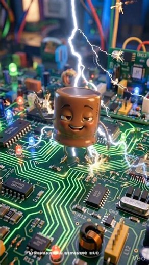 Capacitor working animation ⚡ (Easy Concept) #capacitor #shorts