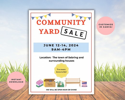 Editable Community Yard Sale Flyer, Neighborhood Garage Sale Flyer Printable, Rummage Sale Event Template, Multiple Family Sale Flyer Custom - Etsy