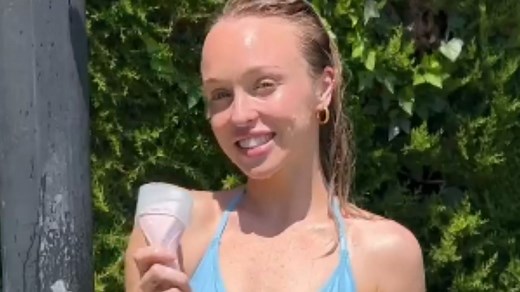 Jorgie Porter shows off her slender figure in chic strapless bikini on holiday