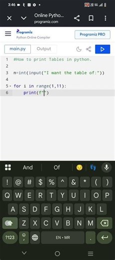 Multiplication Table Generator in Python | Table in Python #printtable #pythonprogramming #python