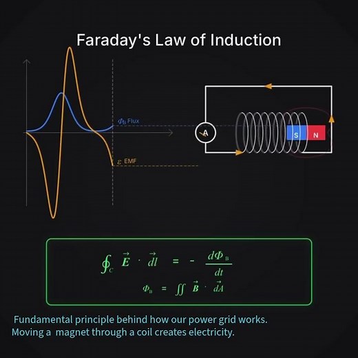Faraday's Law of Induction. Moving a magnet through a coil creates electricity.