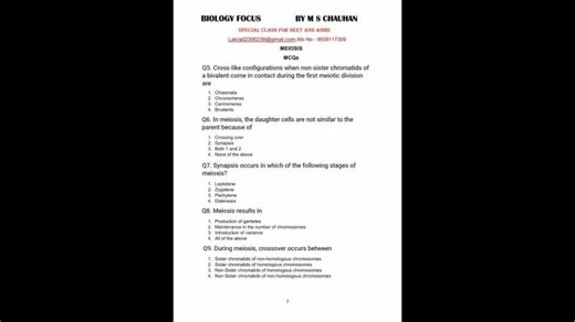 CELL CYCLE AND CELL DIVISION SOLVED MCQs; CELL CYCLE; MITOSIS; MEIOSIS; YEAST CELL; DNA REPLACATION; | MAGANAPAL SINGH CHAUHAN