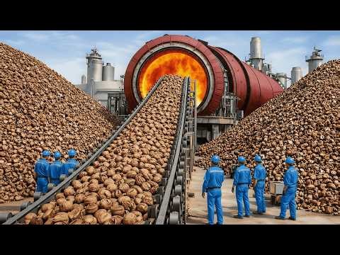 Inside a High-Tech Coconut Shell Factory: From Waste to Ultra-Pure Activated Carbon (FULL PROCESS)..