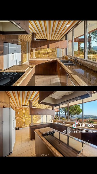 It’s the end of an era — after nearly two years on the market, this 1970s time-capsule in the Hollywood Hills is under contract. And honestly? I fear for its future. How many buyers in LA are gonna vibe with carpeted walls, wallpapered ceilings, and beaded curtains? But instead of mourning what’s probably coming, let’s enjoy it together one last time. This house is a trip — from the flocked walls in the bedroom to the flower-power lounge to the NuTone intercom perfectly wrapped in wallpaper. Eve