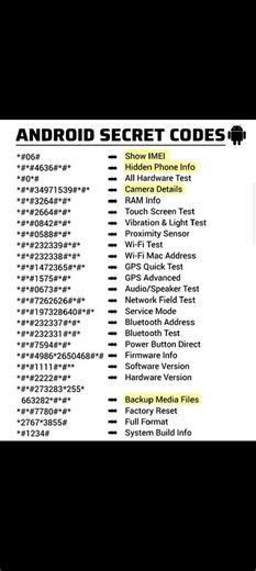 Android Secret Codes You MUST Know! 🔥 #short #android #androidtips