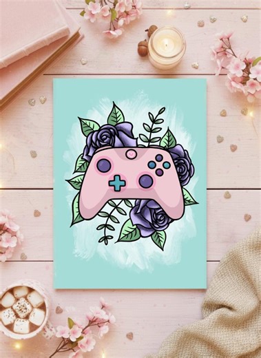 Floral Xbox Controller Art Print, Gamer Girl Wall Decor, Botanical Gaming Poster, Kawaii Gaming Room Decor - Etsy UK