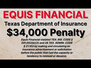 "Equis Financial" Fined $34,000 by Texas Department of Insurance