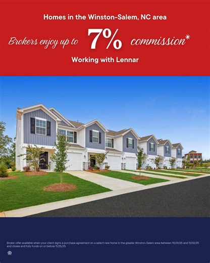 🚨 Calling all Realtors! 🚨 Now’s your chance to earn up to 7% commission on all Q4 homes! 💰✨ Don’t miss out on this incredible opportunity to partner with Lennar and help your clients find their dream home before the year ends. 🏡 👉 Act fast — this limited-time offer won’t last long! 📞 800-295-1039 🔗 http://spr.ly/61867HMKa | Lennar Triad: Greensboro, Winston-Salem & Hickory
