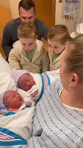 Twin Toddlers Meet Twin Babies 😳👶👶 #TwinToddlers #TwinBabies #SiblingReaction #ToddlerLogic #FirstMeeting | Cool Baby