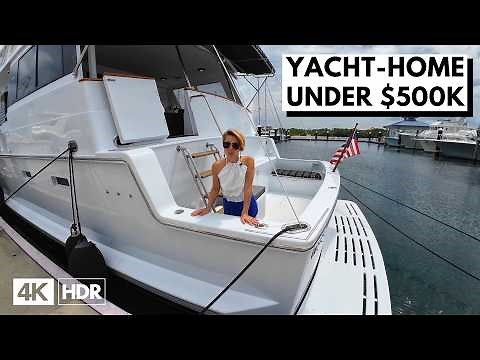$489K Yacht-Home 🤩 1990 VIKING 70 Cockpit Motor Yacht Liveaboard Tour