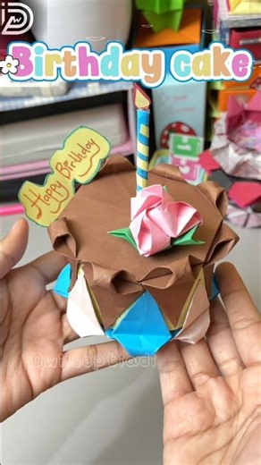 DIY origami birthday cake#diy #diy #homemadepapercraft #shorts #birthday#cake