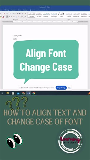 How to align text and change case of font! #learningwithlillie #teachersoftiktok #highschoolteacher #businessteacher #microsoft @Learning with Lillie