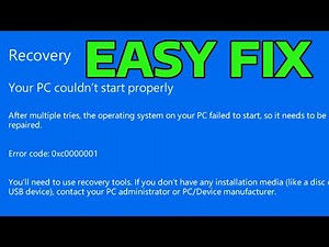How To Fix Your PC Couldn't Start Properly Error Code 0xc0000001 in Windows