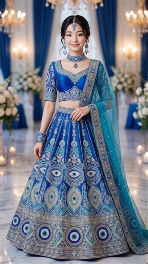 💙 Royal Blue Evil Eye Lehenga Design | Stunning Bridal Fashion 2026 👑 #fashion #bluelehenga#lehenga