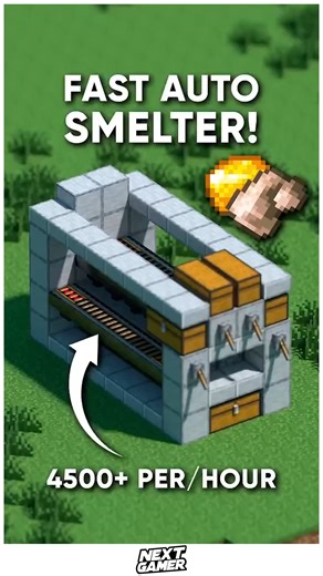 NextGamer on Instagram: "🔥 Efficient Minecraft Super Smelter With High-Speed Auto Furnace Power and Smooth Item Flow ⚙️💨 Build a powerful smelter system using linked hoppers, minecart loaders, and multiple furnaces that melt items in seconds while staying fully automatic. 🔥📦 Perfect for survival bases, bulk farming, and players who want fast, organized resource processing. ✨🏗️ #MinecraftSuperSmelter #RedstoneBuilds #SurvivalAutomation #EfficientMinecraft #CreativeRedstone #BaseUpgrades #Ins