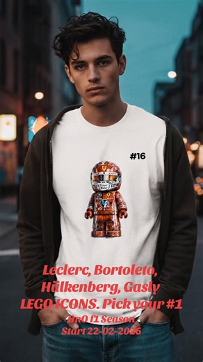 F1 drivers reimagined as streetwear LEGO icons. Leclerc 🔴 | Bortoleto 🟡 | Hülkenberg ⚪️ | Gasly 🔵 Which one should drop first? Comment your pick 👇 #f1 #f1tiktok #streetwear #tshirtdesign #charlesleclerc