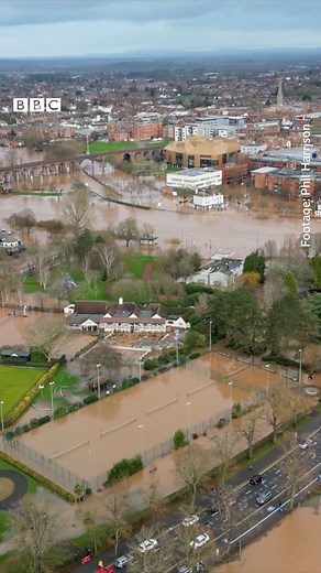 Drone video shows extent of flooding in Worcester. #bbcmidlands #flooding #worcester | BBC Birmingham