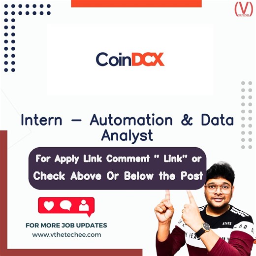 Intern - Automation & Data Analyst at CoinDCX – Bangalore | Apply 2026 - V The Techee Jobs