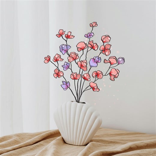 Stained Glass Sweet Pea Bouquet Suncatcher, Floral Window Hanging, Handmade Glass Flower Art, Cottagecore Home Accent, Gift for Her 1194NJ0 - Etsy