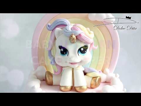 🦄 BÉBÉ LICORNE en pâte à sucre 🦄 / BABY UNICORN Fondant Cake Topper