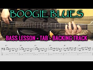 BOOGIE WOOGIE Bass Line Riff | TABS and BACKING TRACK | Lesson Tutorial BLUES BASS