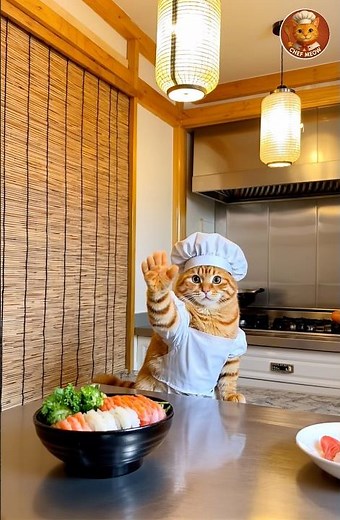 Chef Meow Makes Sushi! 🍣 The Cutest Cooking Cat on YouTube