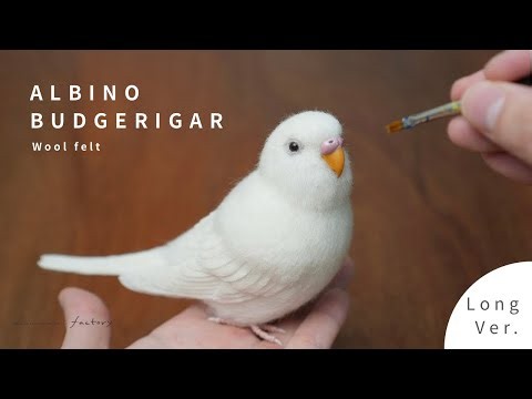 【長尺動画】羊毛フェルトで作るアルビノセキセイインコ/ Make a Albino Budgerigar with wool felt【Long Ver】