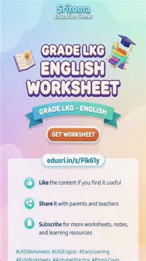 Grade LKG English Worksheet | Alphabet, Phonics & Tracing Practice | PDF Download