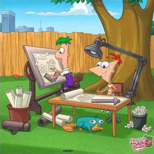 Disney's Phineas and Ferb – Coloring-by-Numbers with Music #disney #disneychannel #phineasandferb