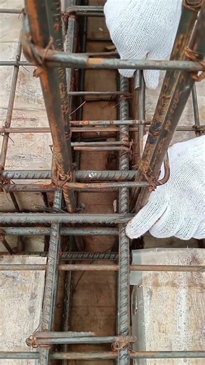 tying the practical columns to the reinforcement with wire