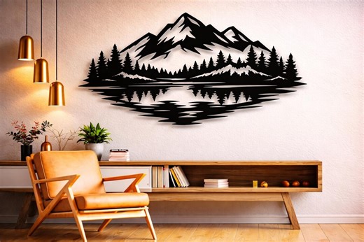 Mountain Lake Scene Dxf Svg Png Files for Cnc Laser Plasma Cricut - Etsy