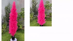 Two 4-Foot Pink Artificial Plants-Indoor and Outdoor Artificial Trees, Anti-Ultraviolet Artificial shrubs-Outdoor Pink Cedar-are Very Suitable for Home Front Porch Courtyard Decoration