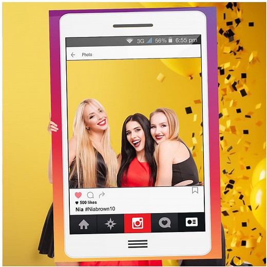 Instagram Photo Booth Frame, Instagram Frame Prop, Personalized Instagram Selfie Frame for Social Media Themed Party - Etsy