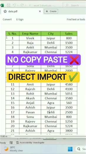 ❌Stop Copy Paste ‼️Convert PDF to Excel in Seconds #Shorts #Excel #ExcelTips #ShortsFeed