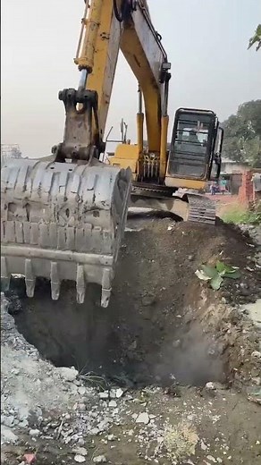 JCB Damaged the Road During Drain Excavation! #drain #JCB