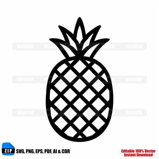 Pineapple SVG Tropical Fruit Silhouette Design for Summer Decor Shirts Stickers Cricut Projects - Etsy