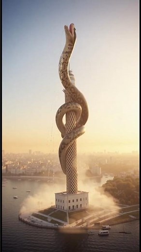 AI video بالذكاء الاصطناعي ثعبان ضخم يخرج من نهر النيل ويلتف حول برج القاهرة #ذكاء_اصطناعي #aivideo