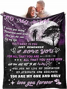 Wife Birthday Gift Ideas Anniversary Gifts for Women Appreciation Gifts for Wife Romantic Anniversary Gifts for her Christmas Gifts for Wife Blanket from Husband 60" x 50"inch