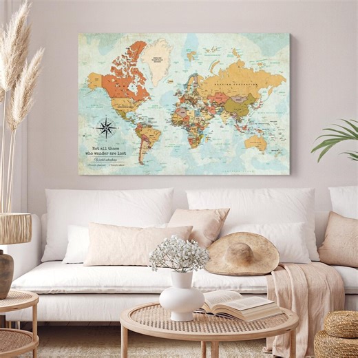 World Wanderer Push Pin Travel Map - Etsy