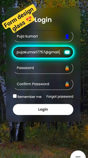 💻 Login Form Design Using Glassmorphism #FrontendDeveloper #TechShorts #shorts #JavaScript #WebDev