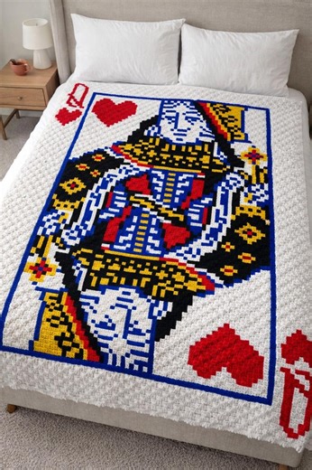 Queen of Hearts Crochet Pattern – C2C Blanket Pattern – Tapestry – Digital Download - 82x110 Squares - Etsy